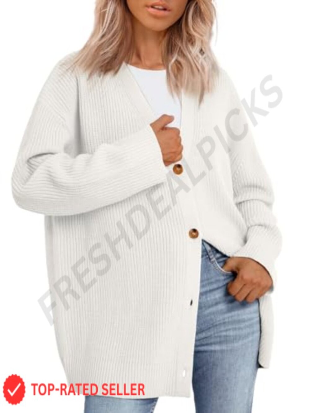 Oversized Open Front Cardigan Chunky Knit V-Neck Long Sleeve Sweater